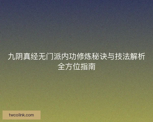 九阴真经无门派内功修炼秘诀与技法解析全方位指南