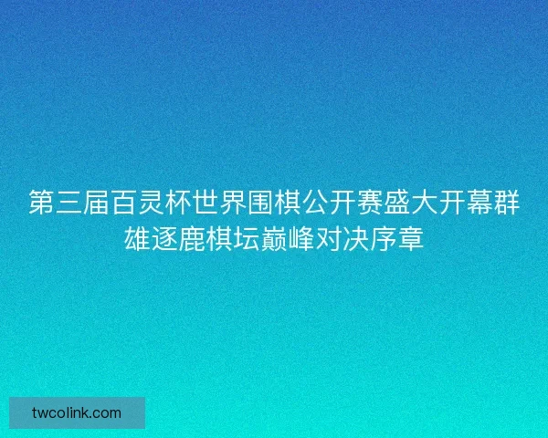 第三届百灵杯世界围棋公开赛盛大开幕群雄逐鹿棋坛巅峰对决序章 第三届百灵杯世界围棋公开赛盛大开幕群雄逐鹿棋坛巅峰对决序章